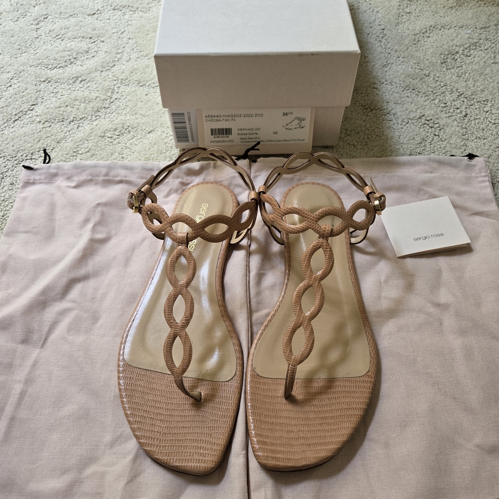 Sergio Rossi beige leather sandals